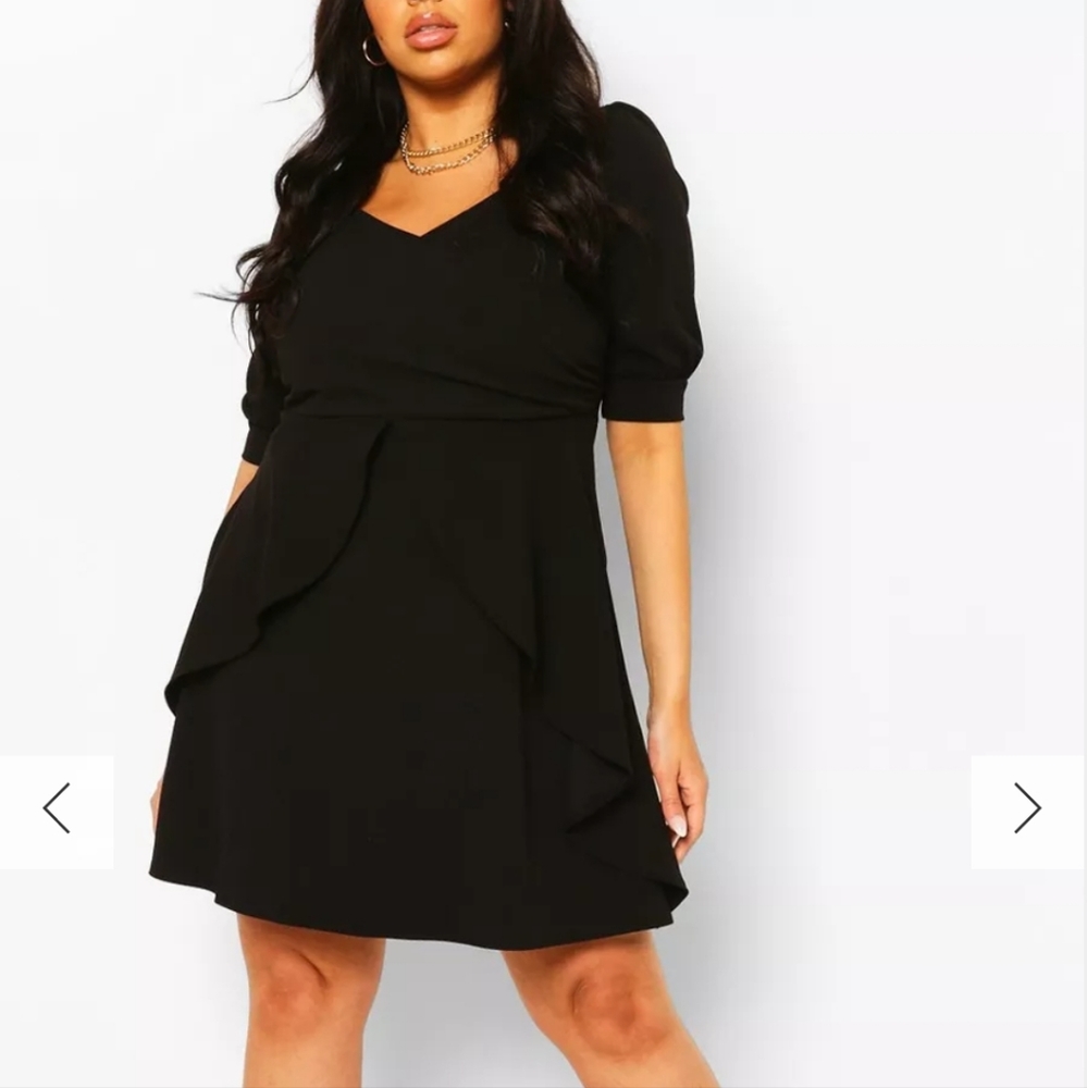 Boohoo Plus Black Sweetheart A-Line Mini Dress